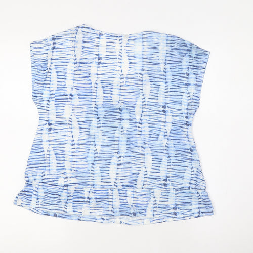 M&Co Womens Blue Polyester Basic Blouse Size 8 Square Neck - Pull Waist