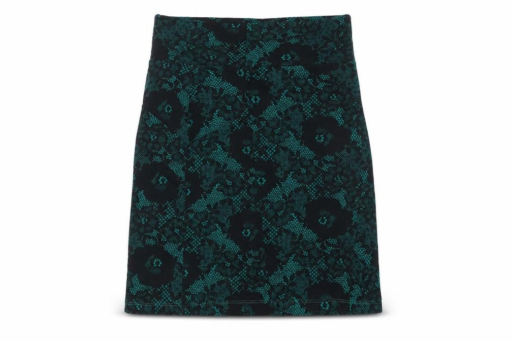 Front view of Divided women’s black polyester a-line skirt, size UK 10