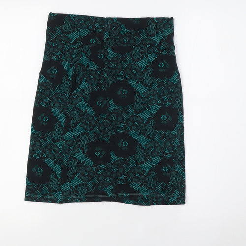 Divided Womens Black Polyester A-Line Skirt Size 10