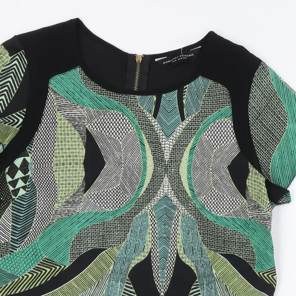 Dorothy Perkins Womens Multicoloured Polyester Basic Button-Up Size 8 Round Neck