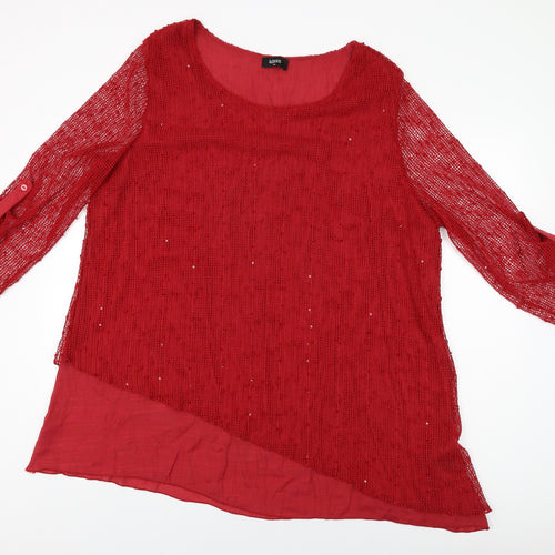 Klass Womens Red Viscose Basic T-Shirt Size 2XL Round Neck