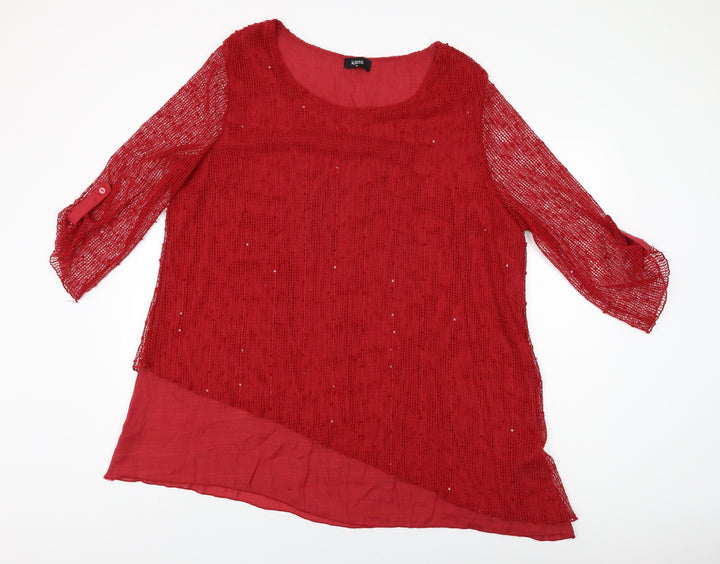 Klass Womens Red Viscose Basic T-Shirt Size 2XL Round Neck