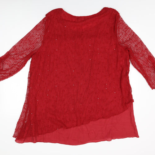 Klass Womens Red Viscose Basic T-Shirt Size 2XL Round Neck
