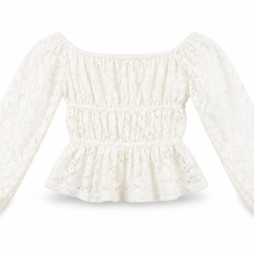 H&M Girls White Floral Cotton Basic T-Shirt Size 10-11 Years Off the Shoulder Pullover