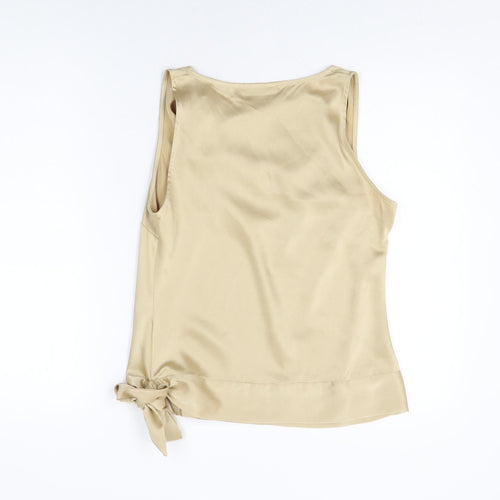 OFF Shoot Womens Gold Polyester Basic T-Shirt Size 12 Cowl Neck