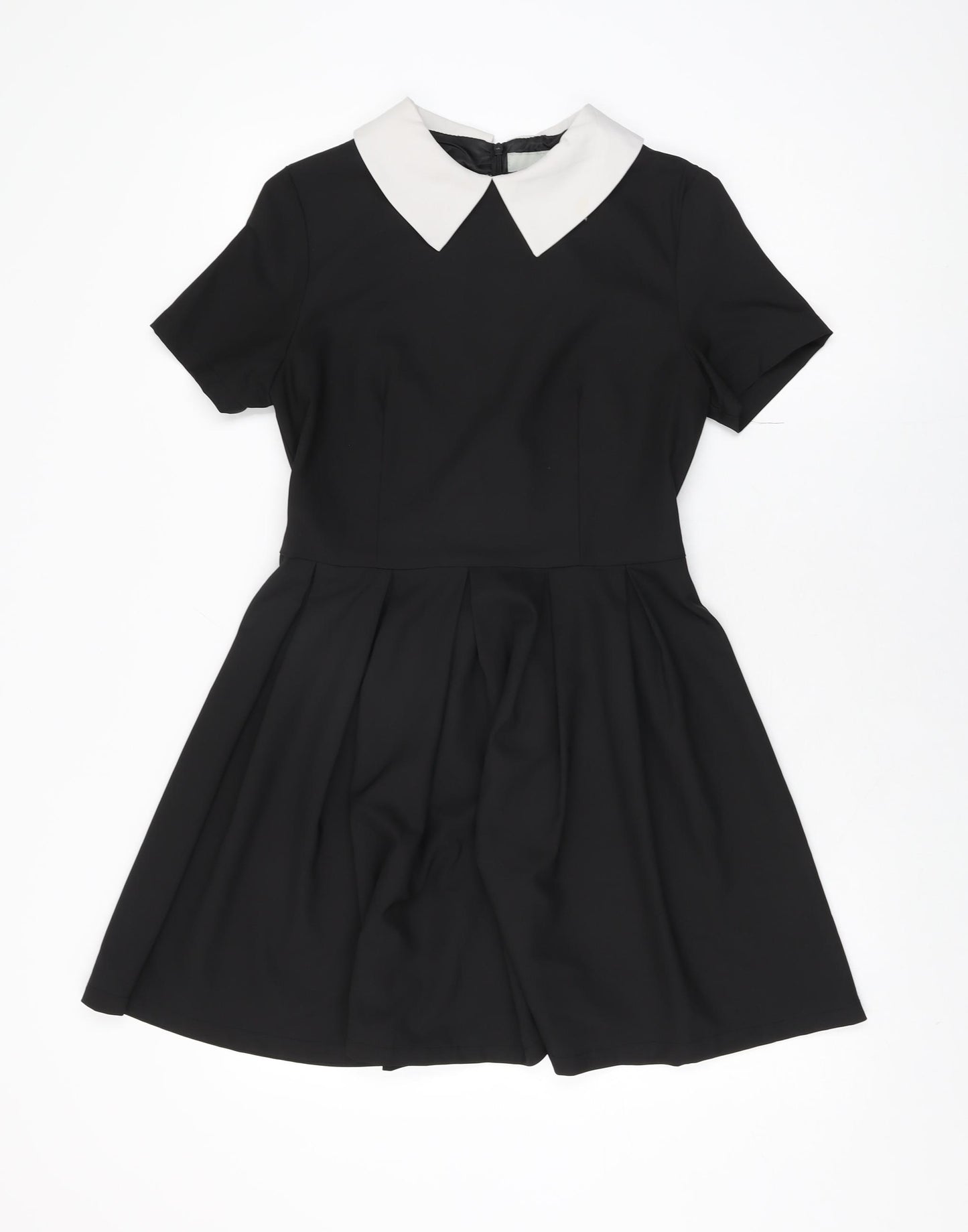 Lavish Alice Womens Black Polyester Skater Dress Size 10 Collared Zip