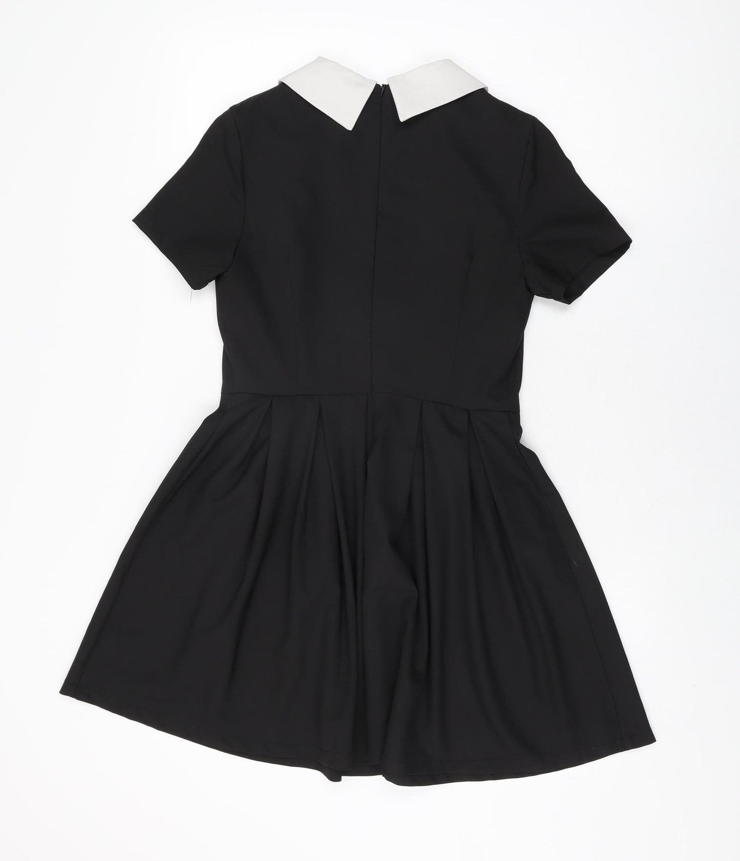 Lavish Alice Womens Black Polyester Skater Dress Size 10 Collared Zip