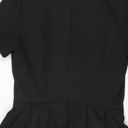 Lavish Alice Womens Black Polyester Skater Dress Size 10 Collared Zip