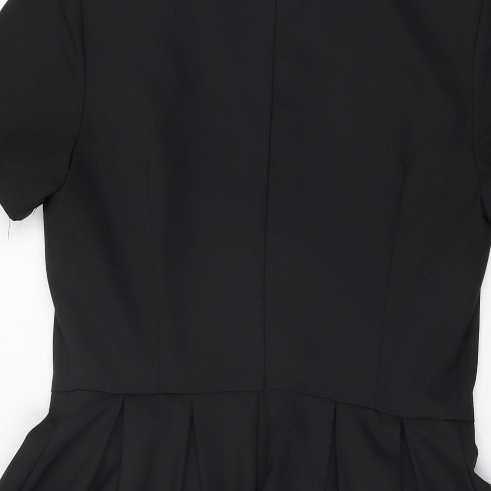 Lavish Alice Womens Black Polyester Skater Dress Size 10 Collared Zip