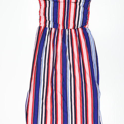 Oasis Womens Multicoloured Striped Viscose Shift Size S Off the Shoulder Pullover
