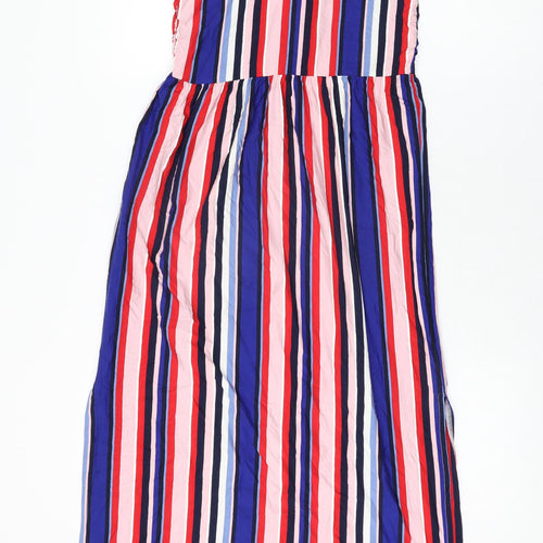 Oasis Womens Multicoloured Striped Viscose Shift Size S Off the Shoulder Pullover