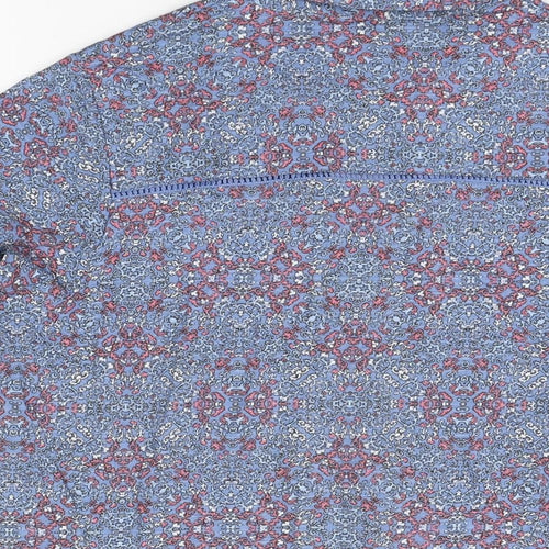 Isle Womens Blue Geometric Cotton Basic Button-Up Size 16 Collared