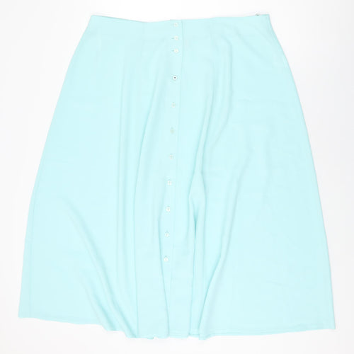 essence Womens Blue Polyester Swing Skirt Size 22 Button