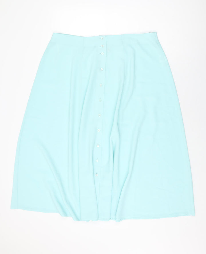 essence Womens Blue Polyester Swing Skirt Size 22 Button