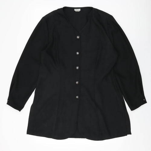 OPUS Womens Black Polyester Basic Button-Up Size 16 V-Neck