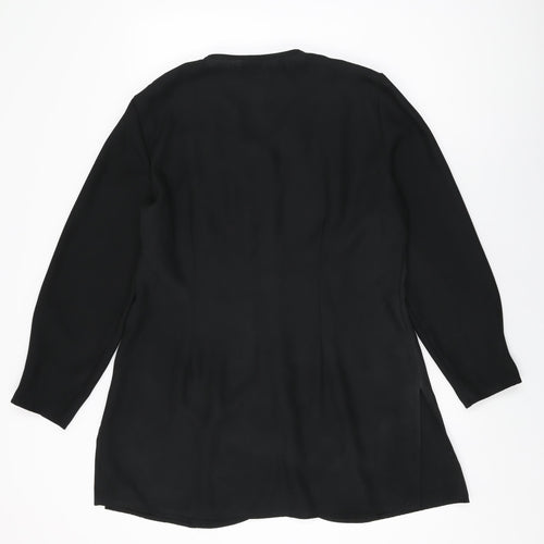 OPUS Womens Black Polyester Basic Button-Up Size 16 V-Neck