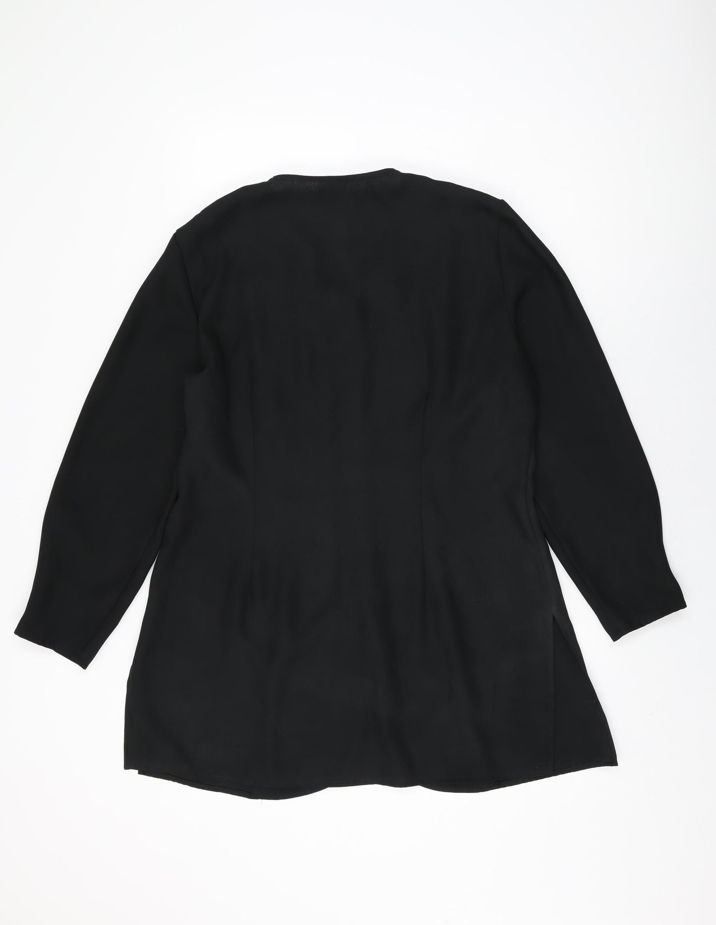 OPUS Womens Black Polyester Basic Button-Up Size 16 V-Neck