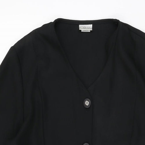 OPUS Womens Black Polyester Basic Button-Up Size 16 V-Neck