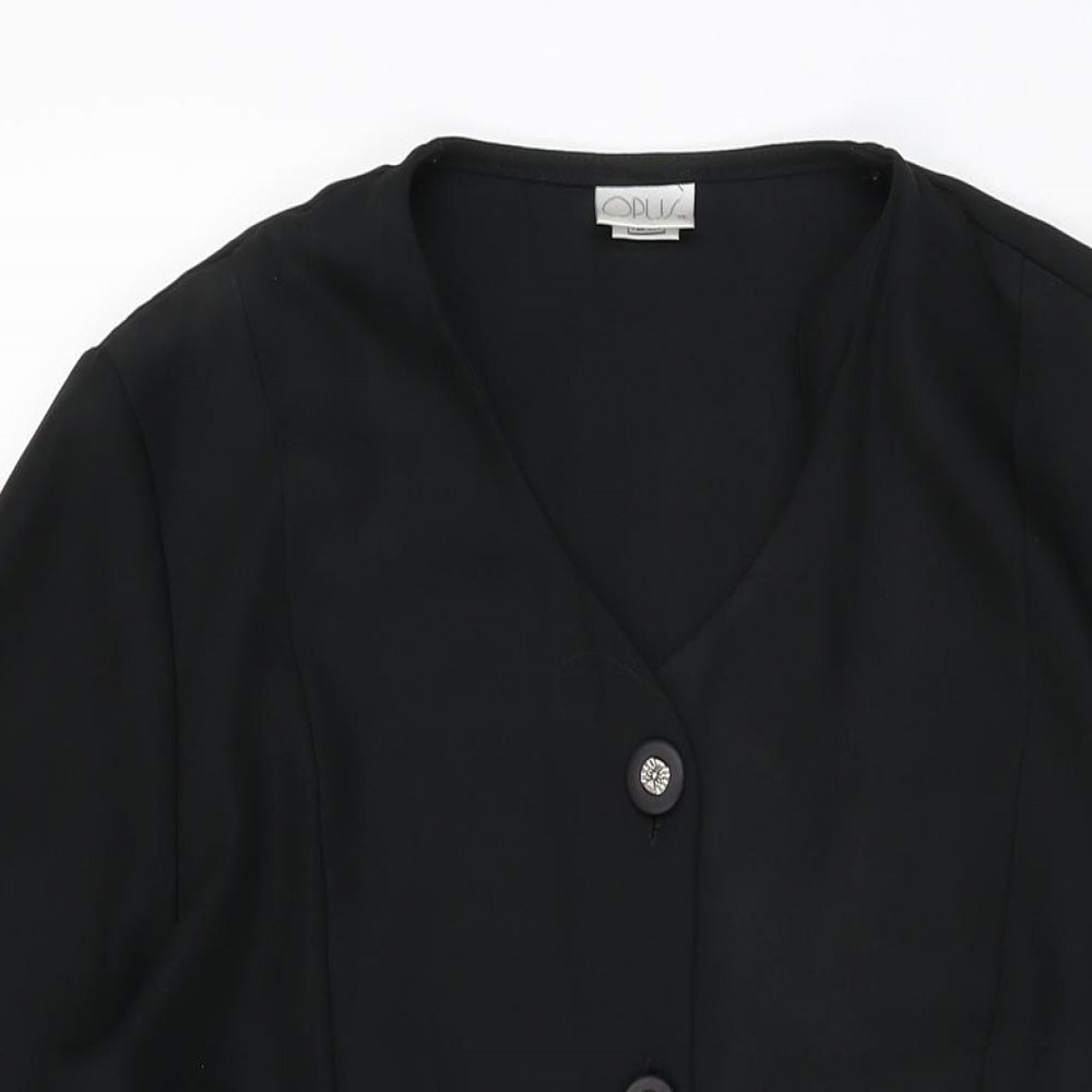 OPUS Womens Black Polyester Basic Button-Up Size 16 V-Neck