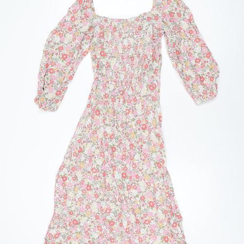 H&M Womens Multicoloured Floral Viscose A-Line Size XS Sweetheart Pullover