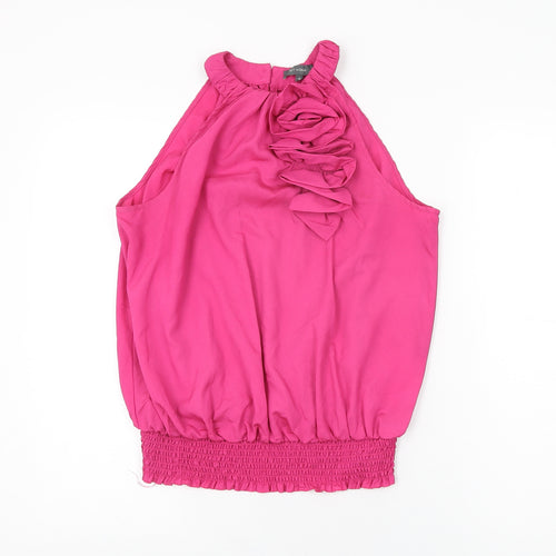 Et Vous Womens Pink Polyester Basic Blouse Size 10 Round Neck