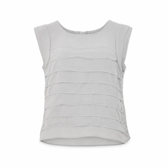 Front view of Hot Options women’s grey polyester basic t-shirt, size UK 10, round neck