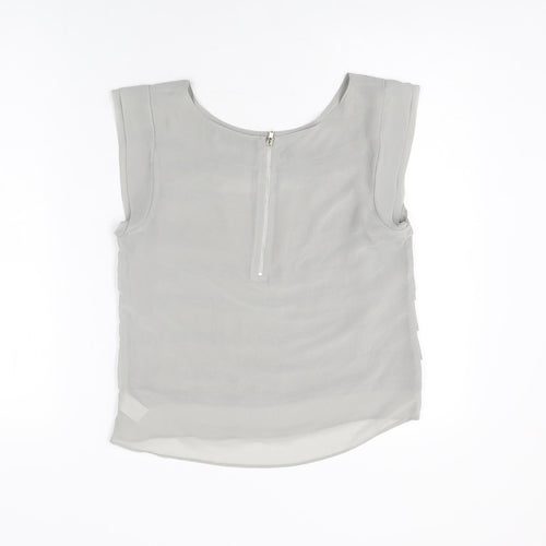 Hot Options Womens Grey Polyester Basic T-Shirt Size 10 Round Neck