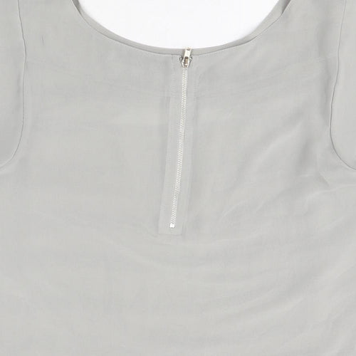 Hot Options Womens Grey Polyester Basic T-Shirt Size 10 Round Neck