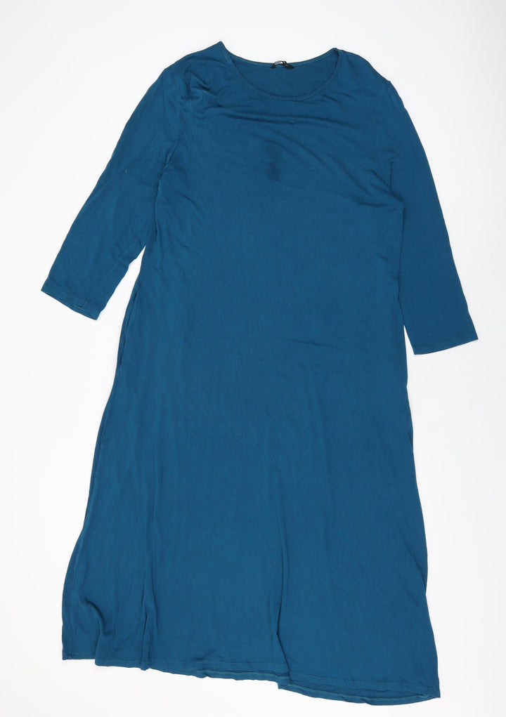 Roman Womens Blue Viscose A-Line Size 16 Round Neck Pullover