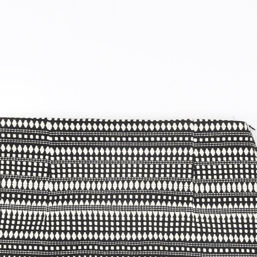 Zara Womens Black Geometric Cotton Mini Skirt Size M Zip