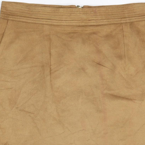 Marks and Spencer Womens Brown Polyester A-Line Skirt Size 10 Zip