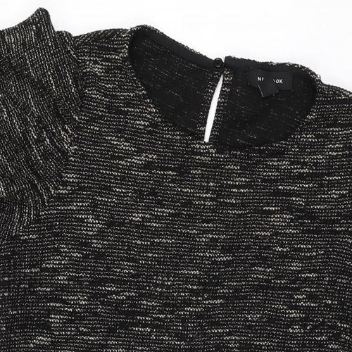 New Look Womens Black Geometric Viscose Shift Size 16 Round Neck Button
