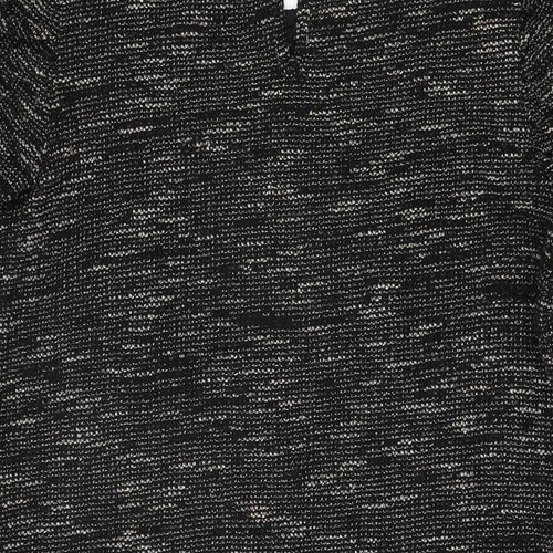 New Look Womens Black Geometric Viscose Shift Size 16 Round Neck Button