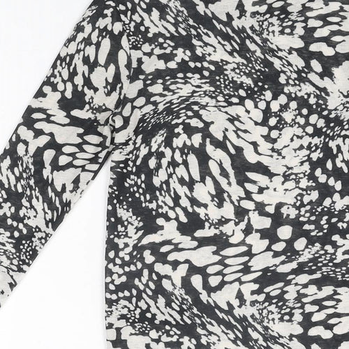 Topshop Womens Black Geometric Polyester Basic T-Shirt Size 8 High Neck