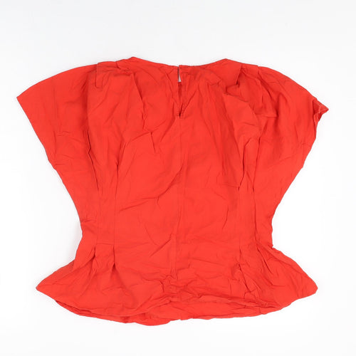 Zara Womens Red Cotton Basic T-Shirt Size S Round Neck
