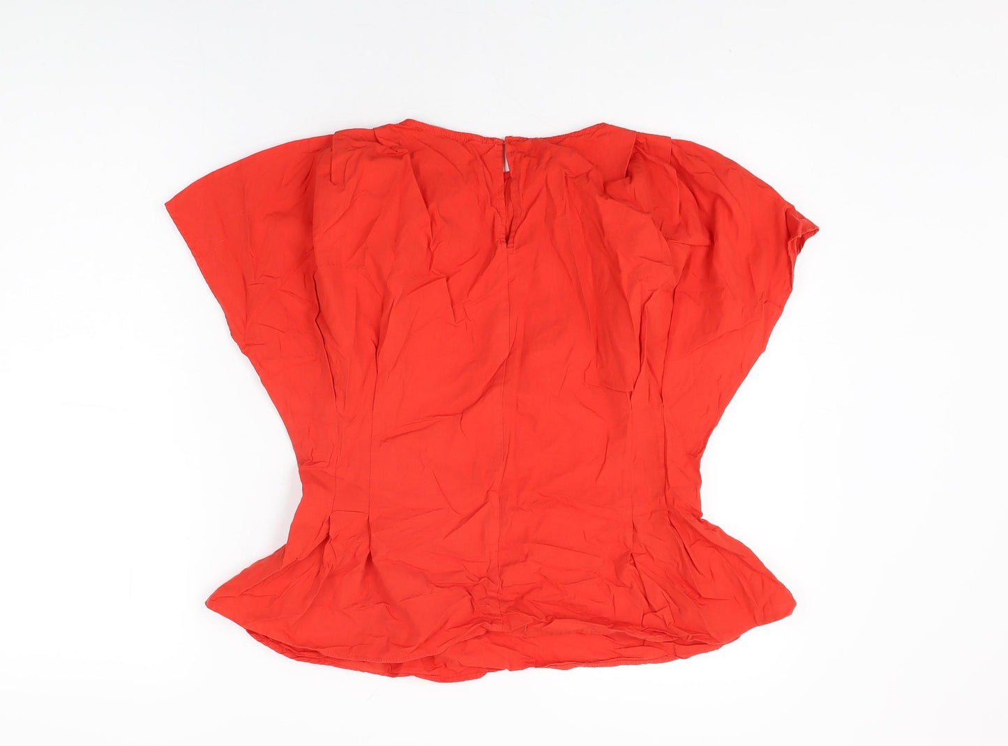 Zara Womens Red Cotton Basic T-Shirt Size S Round Neck