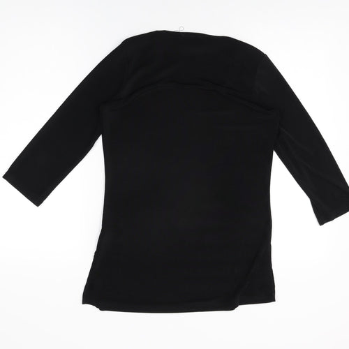 CINCIN Womens Black Polyester Basic T-Shirt Size S Round Neck