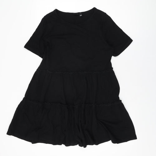 River Island Womens Black Cotton Shift Size 10 Round Neck Pullover