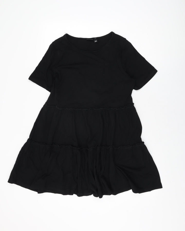 River Island Womens Black Cotton Shift Size 10 Round Neck Pullover