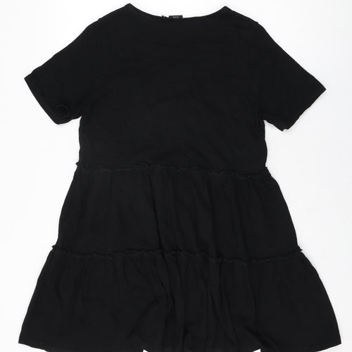 River Island Womens Black Cotton Shift Size 10 Round Neck Pullover