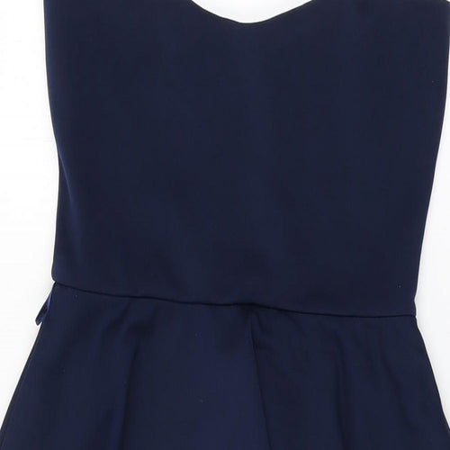 Boohoo Womens Blue Polyester Bodycon Size 12 Off the Shoulder Pullover