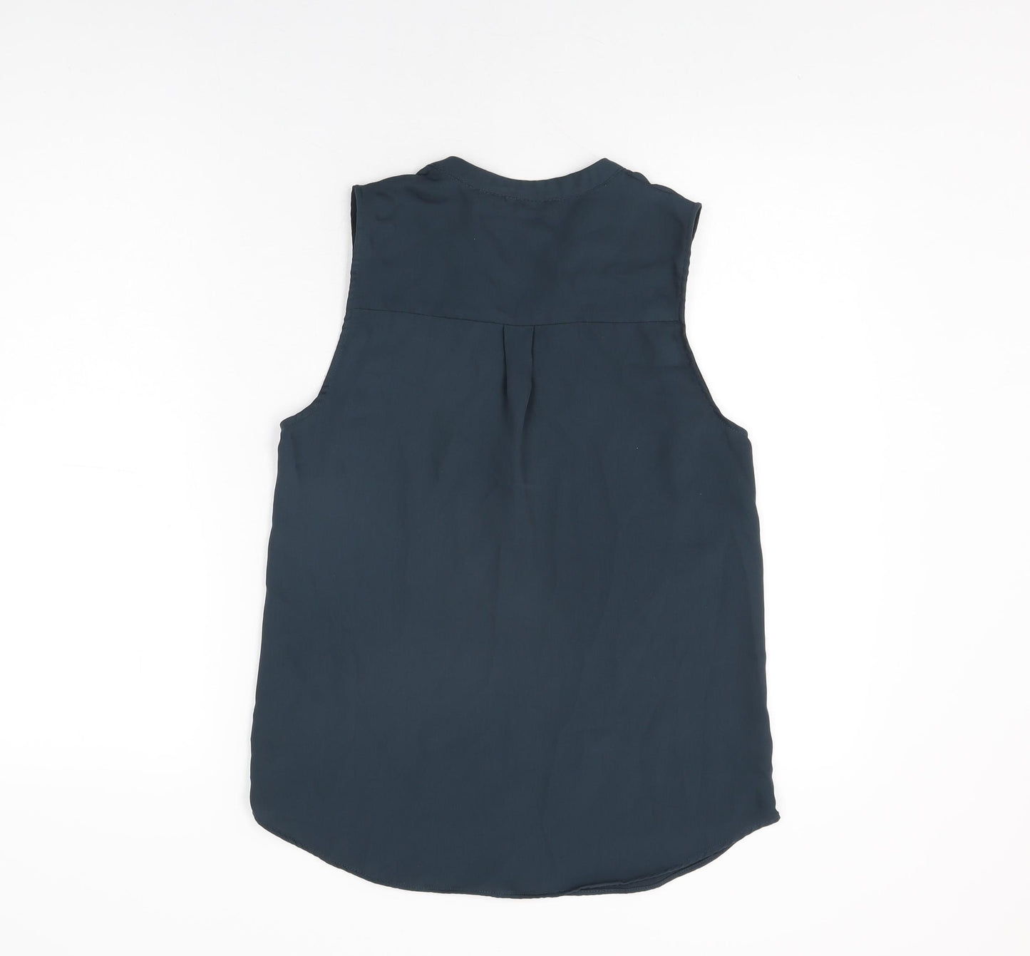 H&M Womens Blue Polyester Basic Blouse Size 6 V-Neck