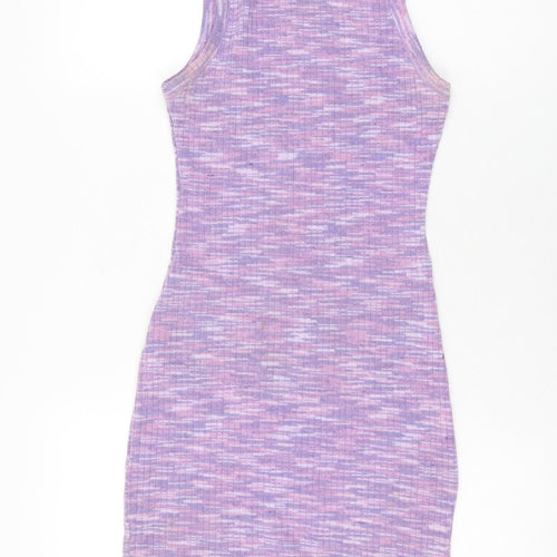H&M Womens Purple Geometric Polyester Bodycon Size XS Round Neck Pullover