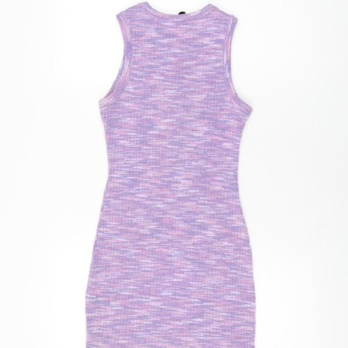 H&M Womens Purple Geometric Polyester Bodycon Size XS Round Neck Pullover