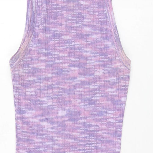H&M Womens Purple Geometric Polyester Bodycon Size XS Round Neck Pullover