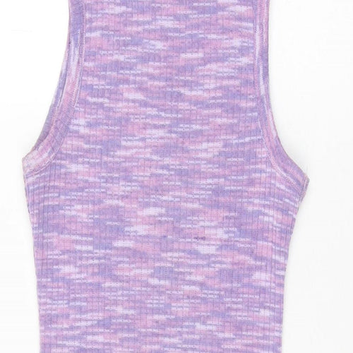 H&M Womens Purple Geometric Polyester Bodycon Size XS Round Neck Pullover