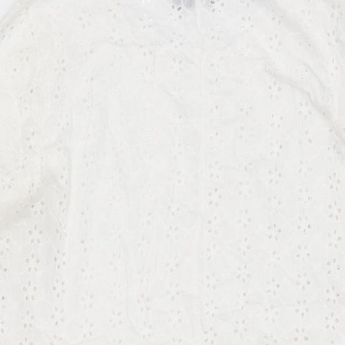 Boohoo Womens White Floral Cotton Shift Size 16 Round Neck Pullover