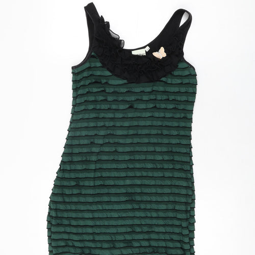 Little Mistress Womens Green Cotton Bodycon Size S Round Neck Pullover