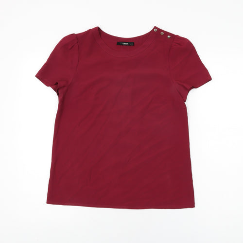 Oasis Womens Red Polyester Basic T-Shirt Size 8 Round Neck