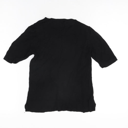 Zara Womens Black Polyester Basic T-Shirt Size M Round Neck